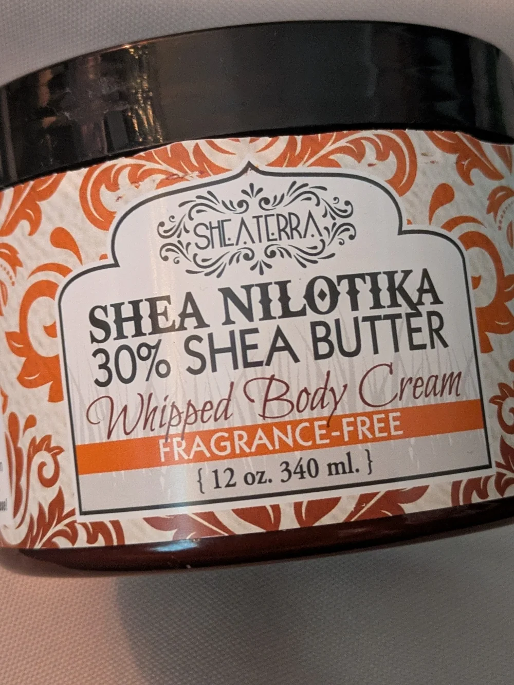 Shea Nilotika 30% Shea Butter Whipped Body Cream - Fragrance Free (White/Orange)